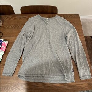 Grey Patagonia Long Sleeve Henley Shirt Size Large